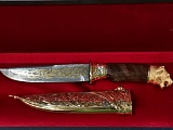 Нож авторский металл.ножны(позолота) Златоуст